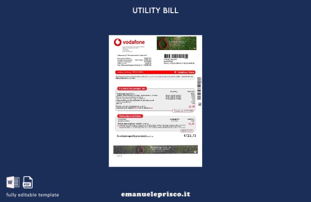 stile verificato Grecia Modello word di bolletta delle utenze Vodafone Grecia